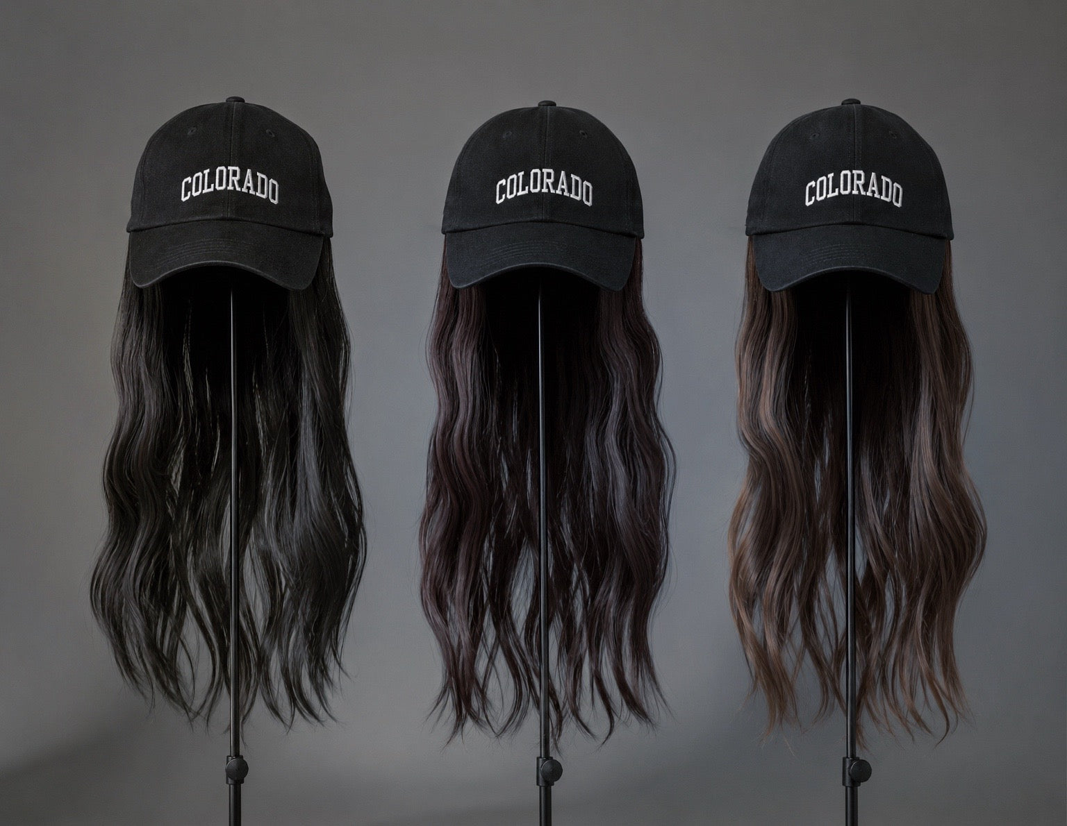 Cap Wig with Soft Wavy Hair | Colorado Baseball Black Cap Edition