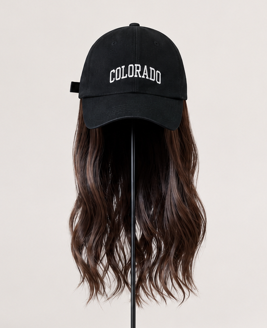 Cap Wig with Soft Wavy Hair | Colorado Baseball Black Cap Edition