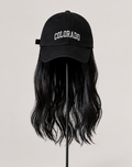 Cap Wig with Soft Wavy Hair | Colorado Baseball Black Cap Edition