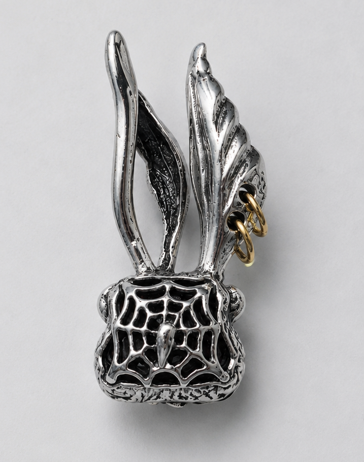 Twin Gaze Rabbit Oxidized Silver Archive Creature Pendant