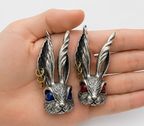 Twin Gaze Rabbit Oxidized Silver Archive Creature Pendant