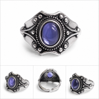 Vintage bluish violet Stone silver-tone Adjustable Ring