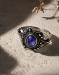 Vintage bluish violet Stone silver-tone Adjustable Ring