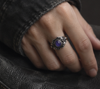 Vintage bluish violet Stone silver-tone Adjustable Ring