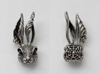 Twin Gaze Rabbit Oxidized Silver Archive Creature Pendant