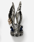 Twin Gaze Rabbit Oxidized Silver Archive Creature Pendant