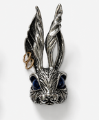 Twin Gaze Rabbit Oxidized Silver Archive Creature Pendant