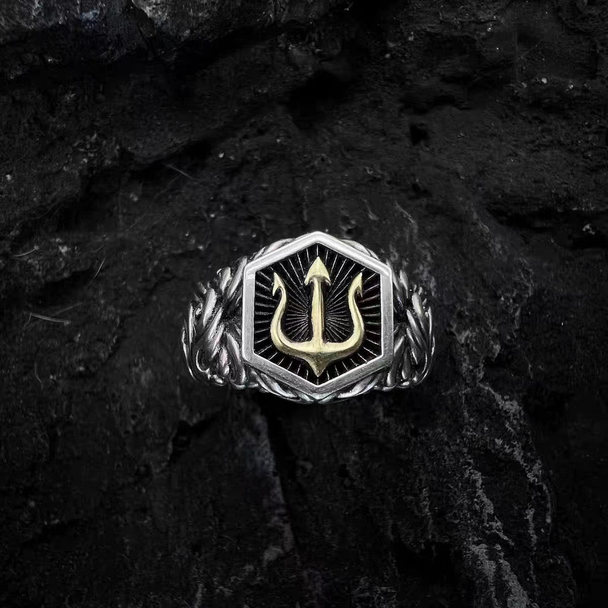 Trident Crest Ring | Vintage Signet Ring
