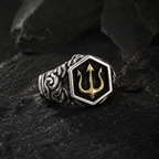 Trident Crest Ring | Vintage Signet Ring