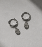 Vintage Enamel Hoop Earring | Oxidized Silver Archive Jewelry