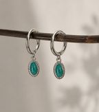 Vintage Enamel Hoop Earring | Oxidized Silver Archive Jewelry
