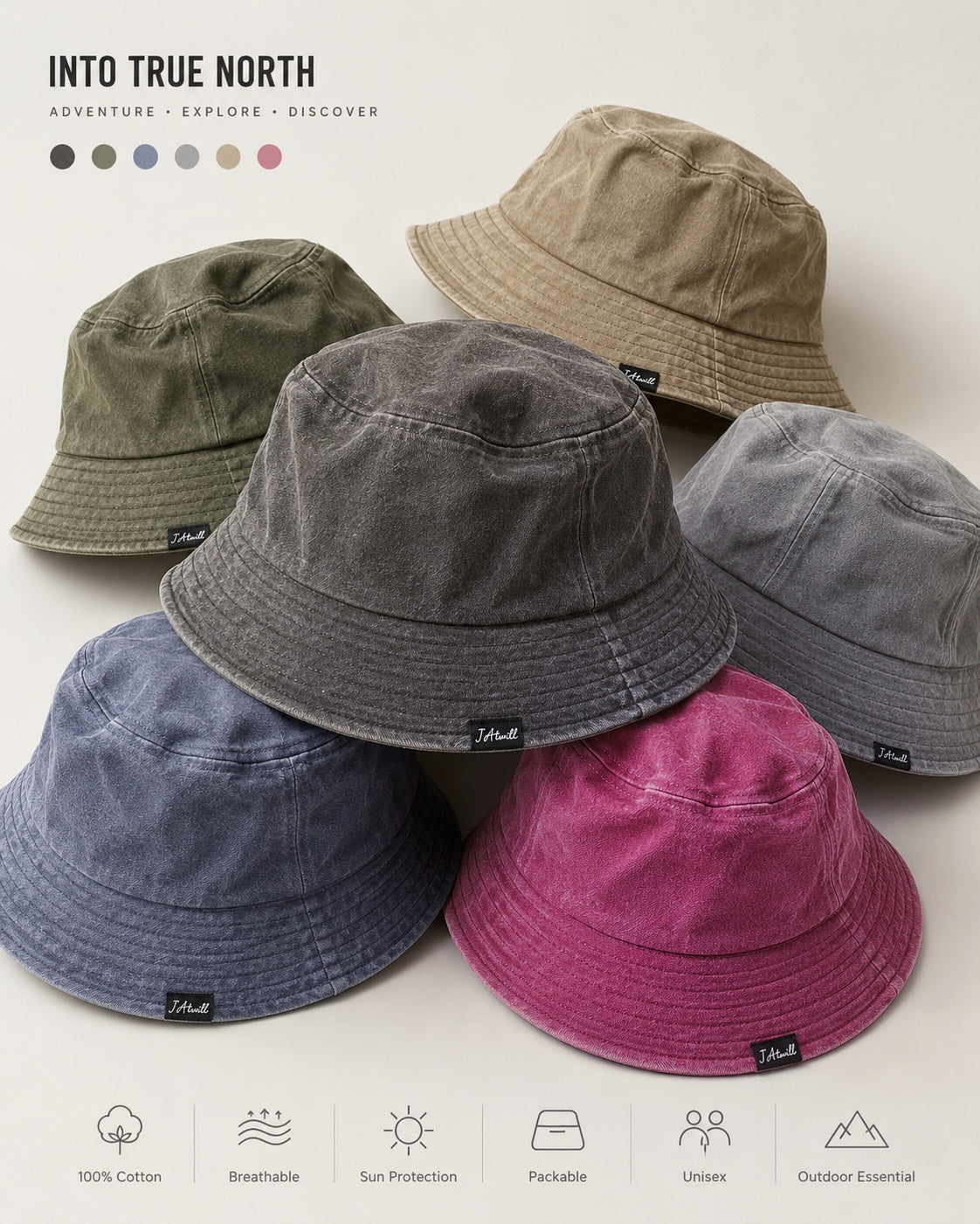 Washed Terrain Bucket Hat | Garment Dyed Cotton Bucket Hat