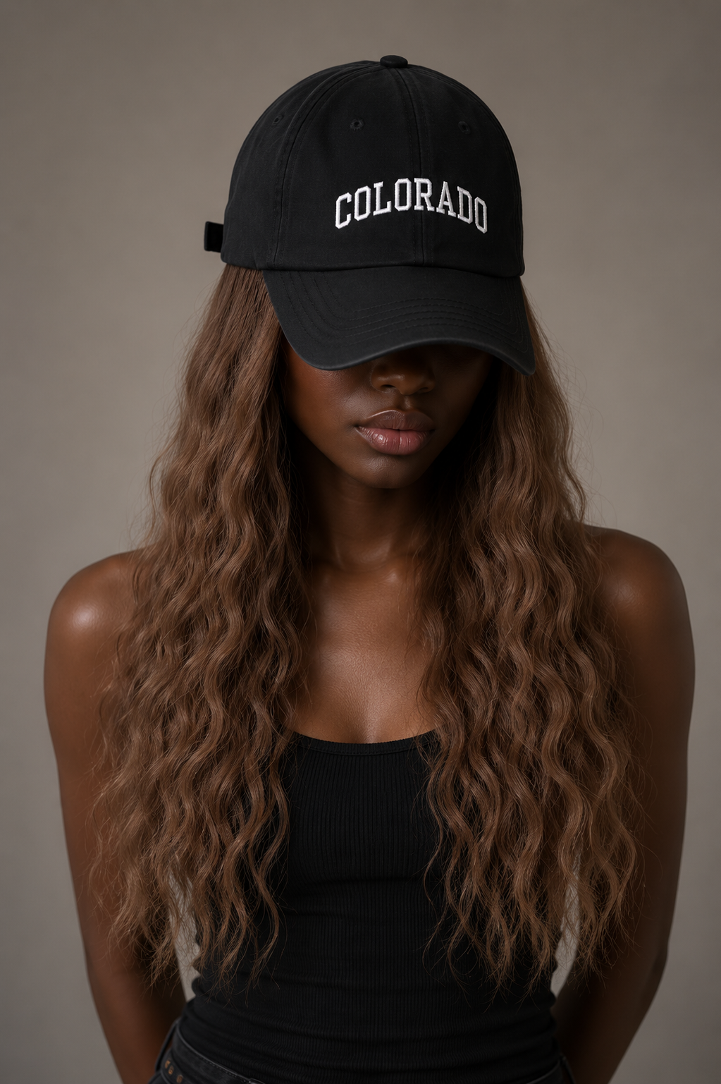 Cap Wig with Loose Water Curl Mermaid Wave | Colorado Baseball Black Cap Edition
