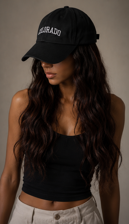 Cap Wig with Loose Water Curl Mermaid Wave | Colorado Baseball Black Cap Edition
